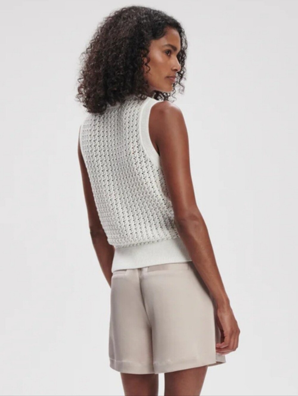 Varley Ferns Open Knit tank In Snow White Size L - Picture 2 of 10